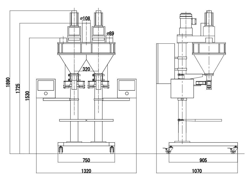 Conjoined Hopper Powder Filling Machine